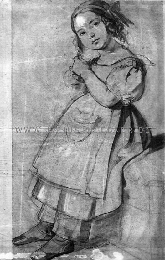 1834 Des Künstlers Tochter Emma - Vorzeichnung | JULIUS HÜBNER 