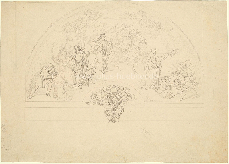 1840 Vorhang Semperoper Bleistiftskizze | Julius Huebner